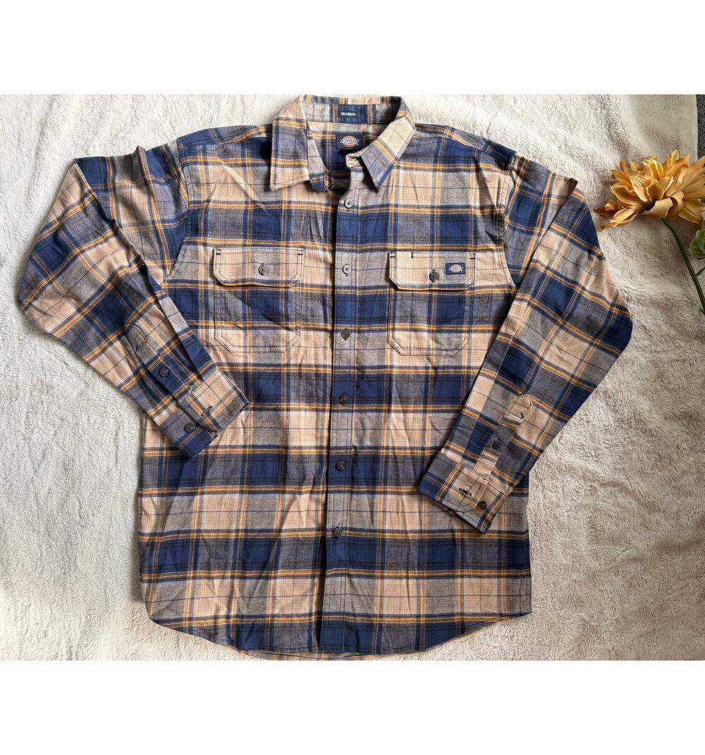 Dickies Relaxed Fit Flannel Shirt Size Medium